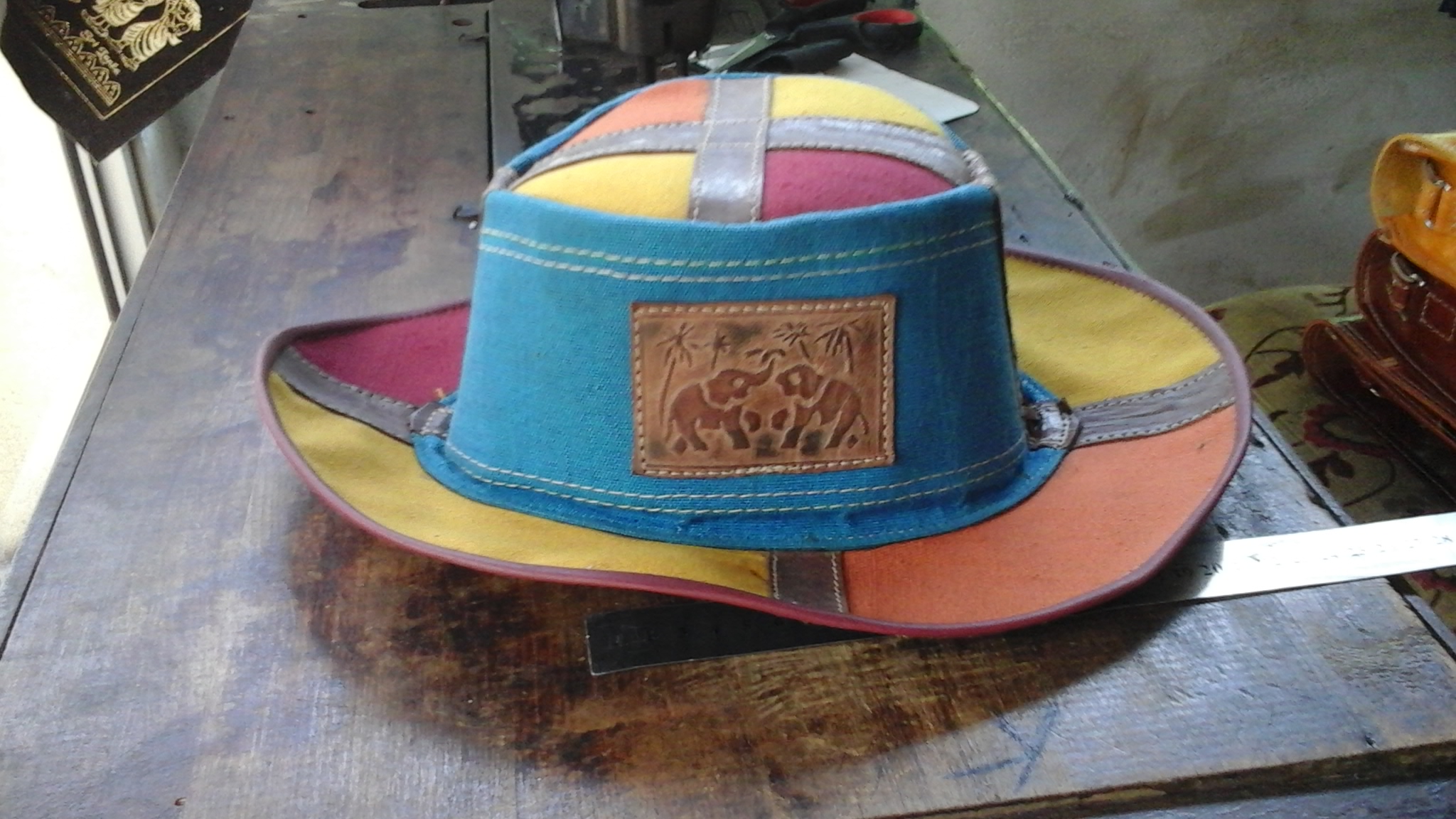 Hat of Buffalo leather, Sri Lanka