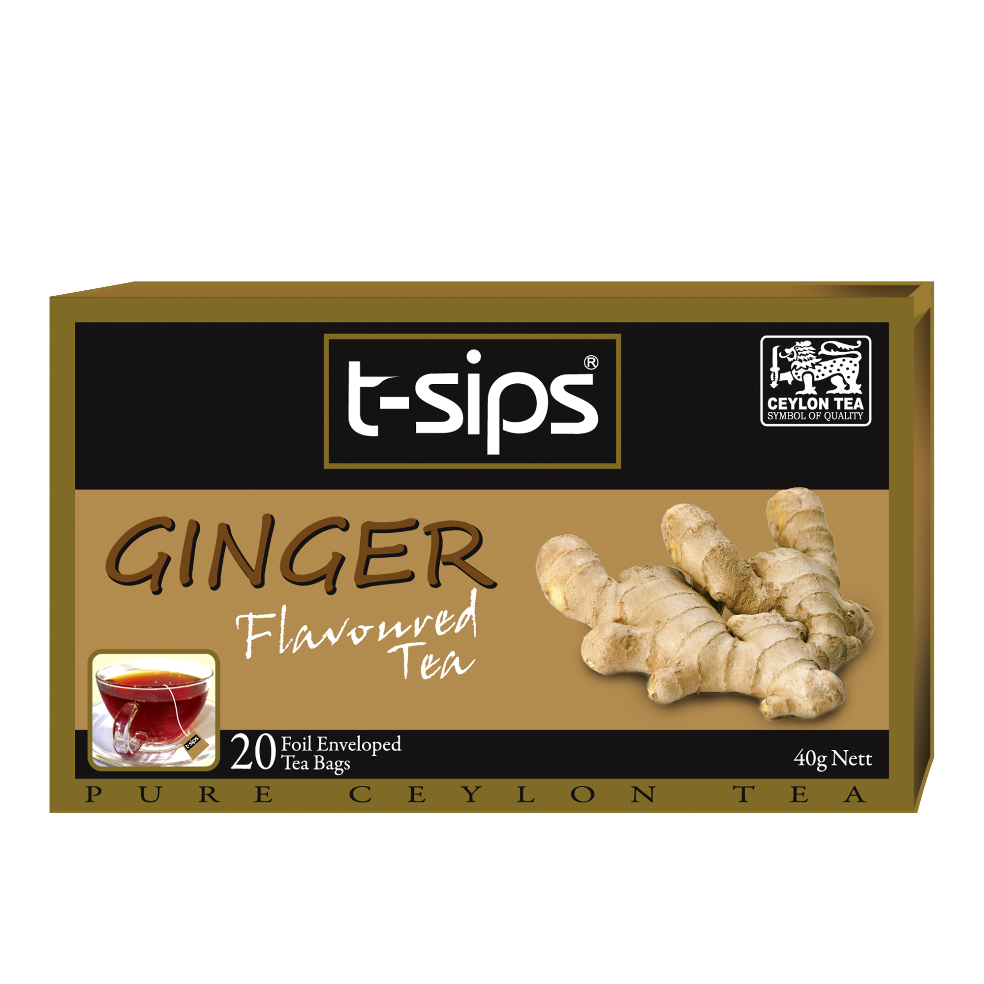 t-sips Ginger Flavoured Black Tea 2g X 20 tea bags (enveloped)